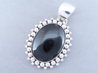 Onyx & Sterling Silver Navajo Pendant