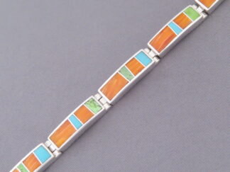 Colorful Multi-Stone Inlay Link Bracelet
