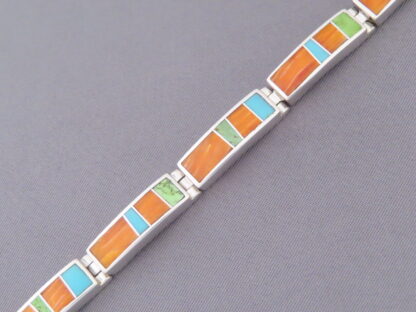 Colorful Multi-Stone Inlay Link Bracelet