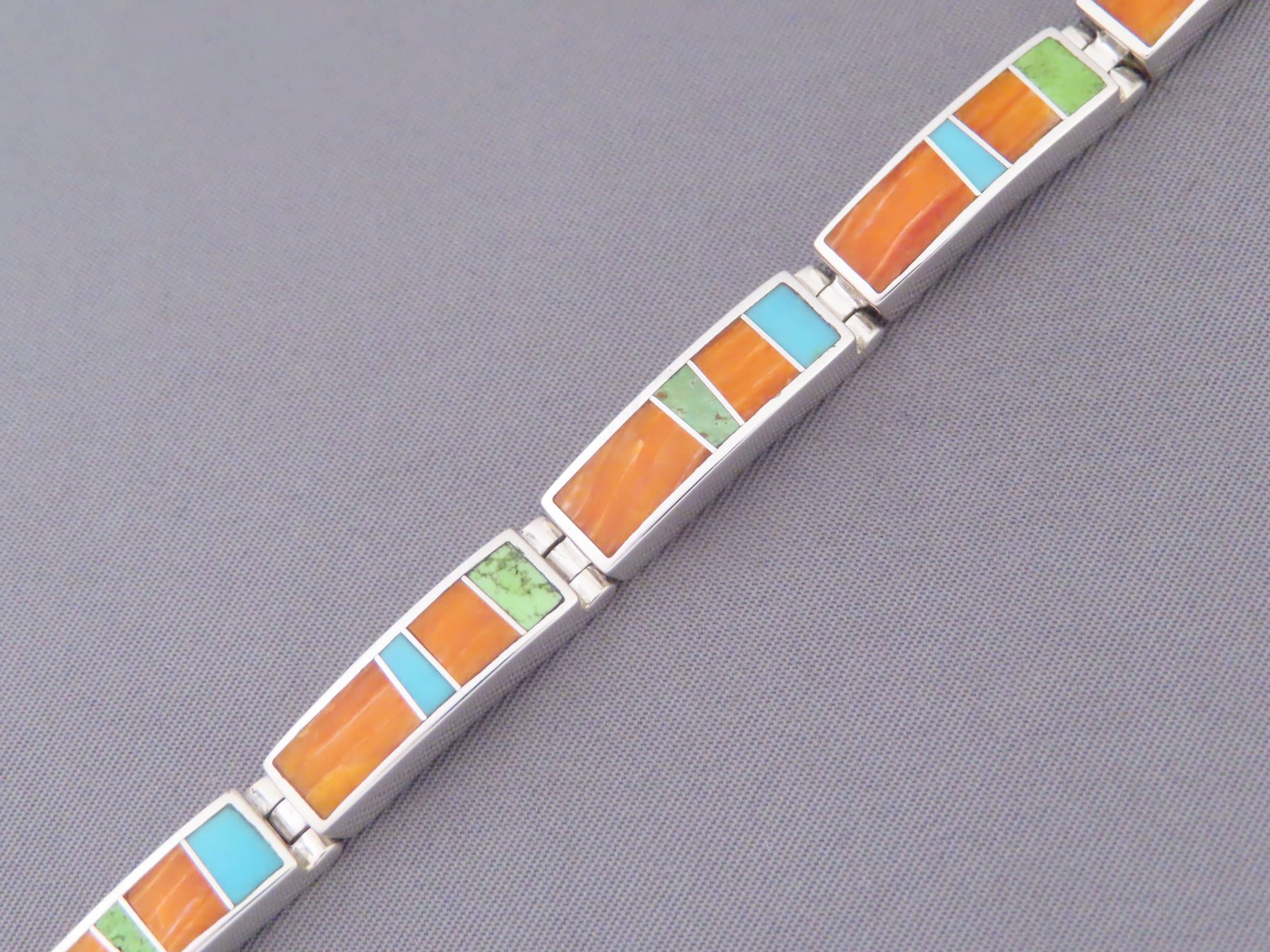 Colorful Multi-Stone Inlay Link Bracelet