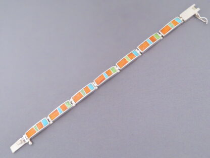 Colorful Multi-Stone Inlay Link Bracelet