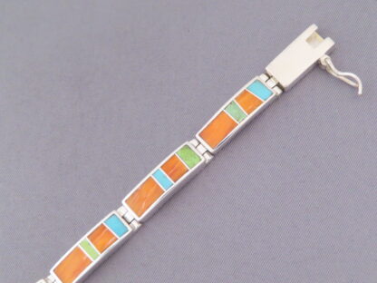 Colorful Multi-Stone Inlay Link Bracelet