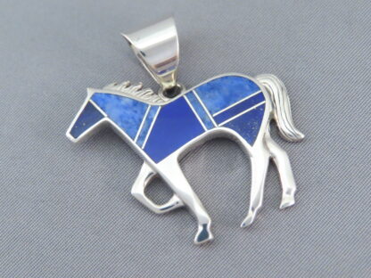 Lapis Inlay Horse Pendant (Larger)