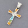 Colorful Multi-Stone Inlay Cross Pendant