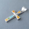 Colorful Multi-Stone Inlay Cross Pendant