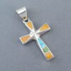 Colorful Multi-Stone Inlay Cross Pendant
