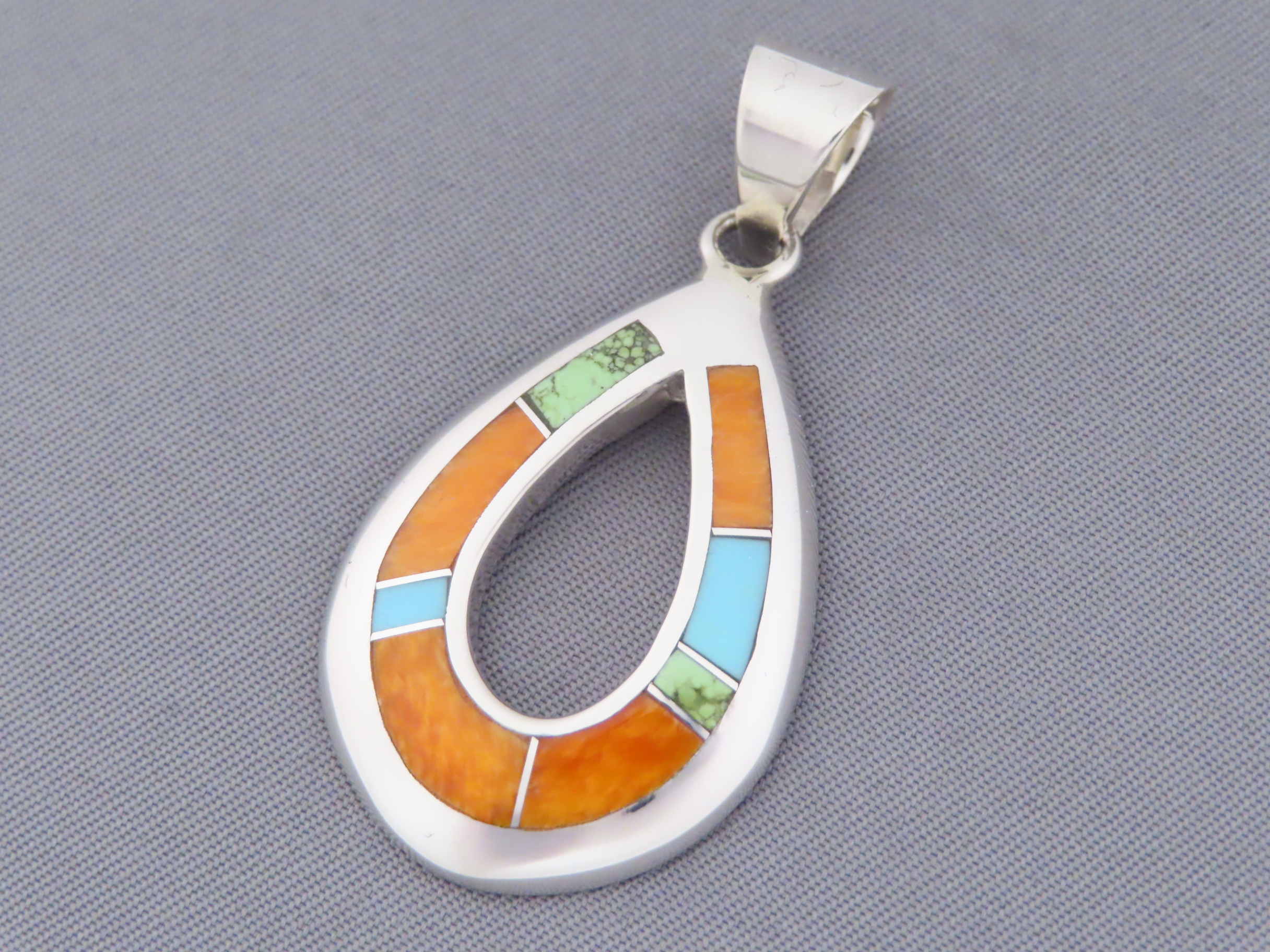 Colorful Multi-Stone Inlay Pendant (Open-Drop)