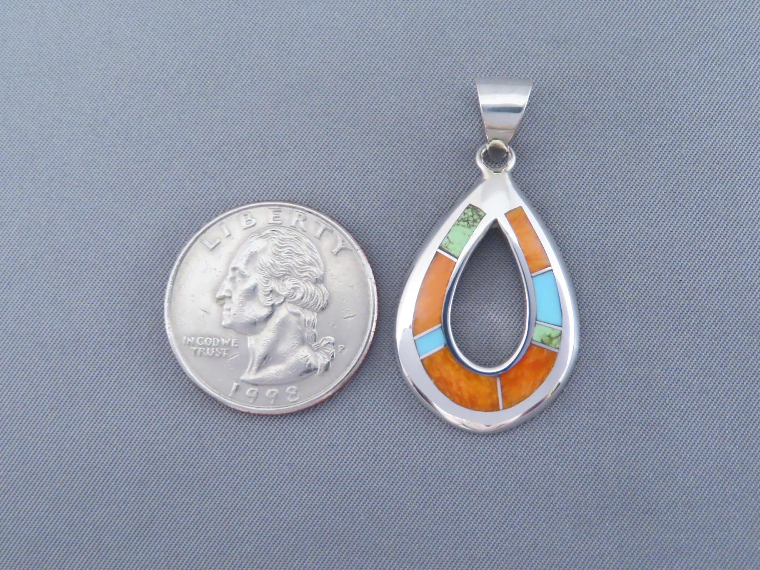 Colorful Multi-Stone Inlay Pendant (Open-Drop)
