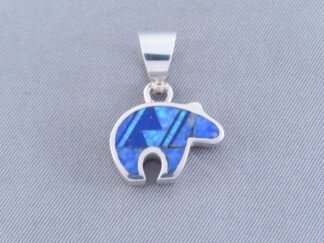 Lapis & Opal Inlay Bear Pendant – Small