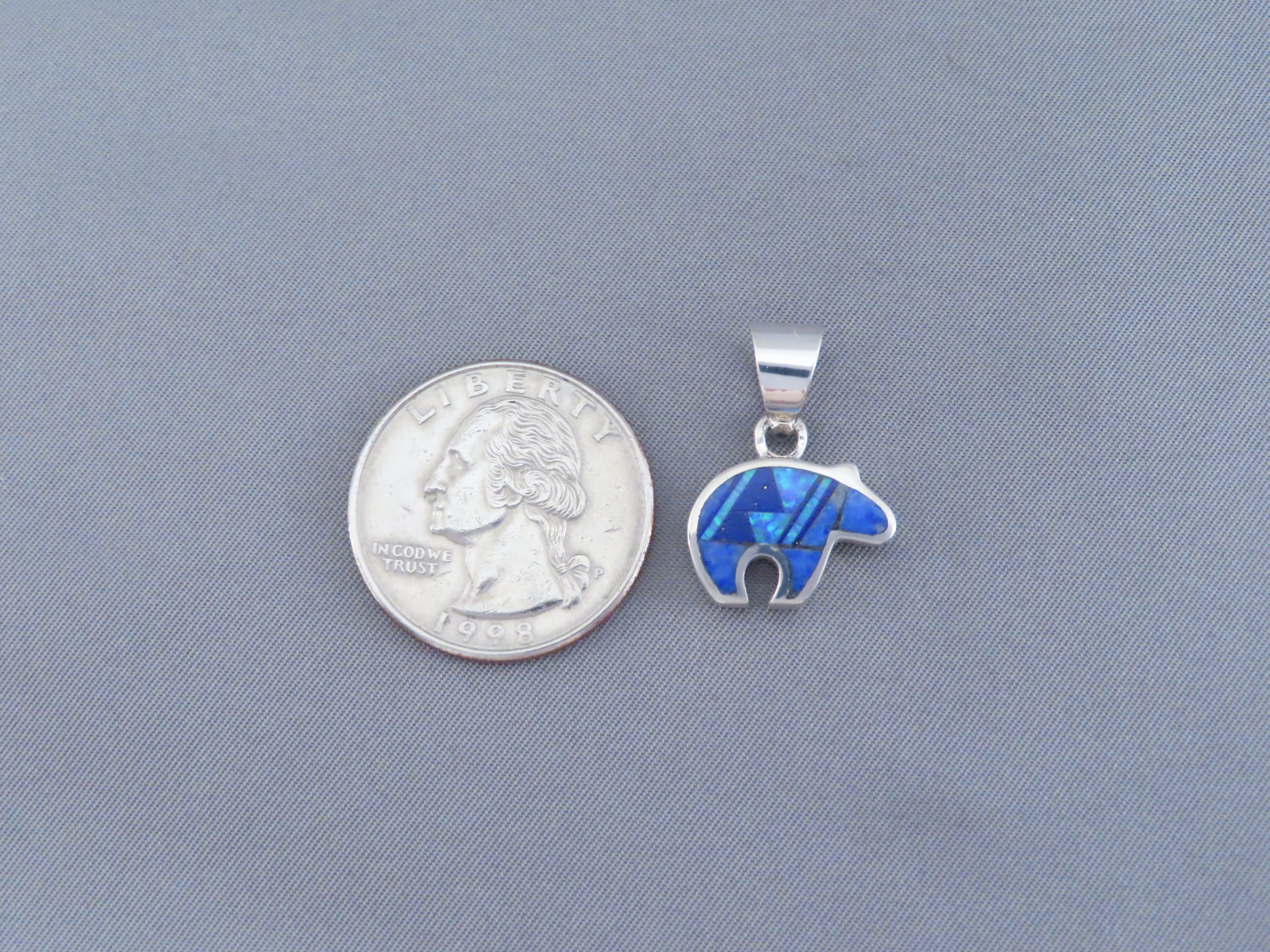 Lapis & Opal Inlay Bear Pendant – Small