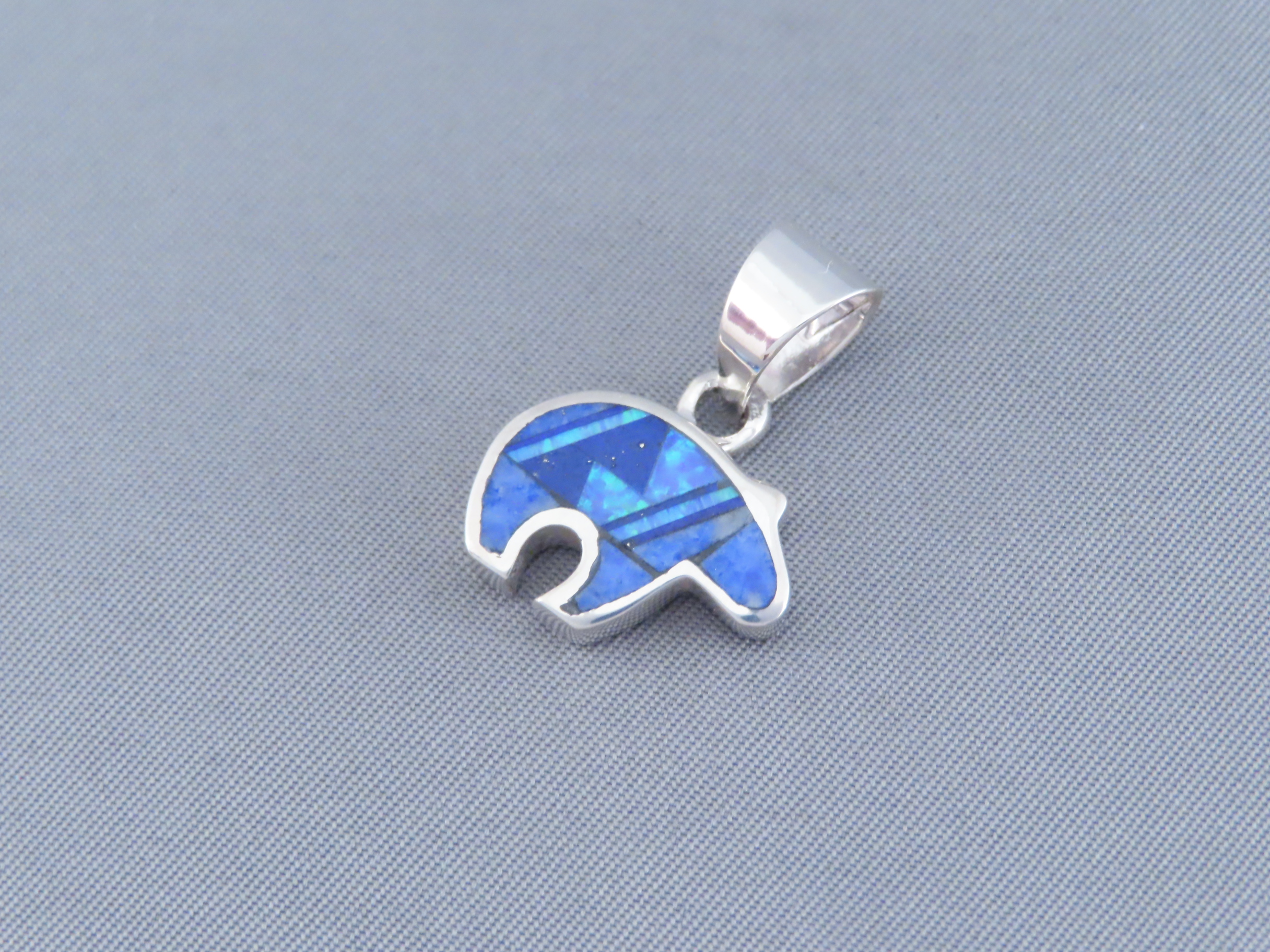 Lapis & Opal Inlay Bear Pendant – Small