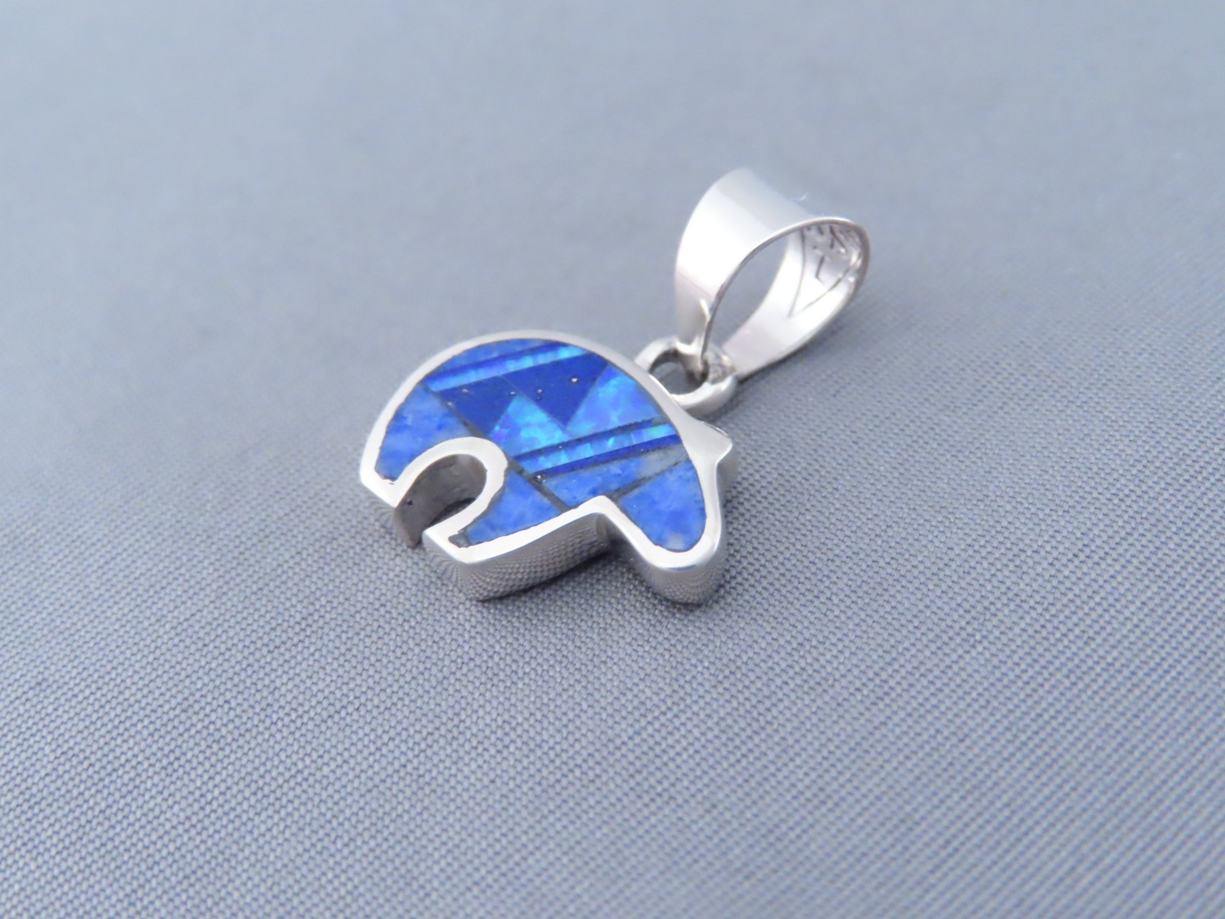 Lapis & Opal Inlay Bear Pendant – Small