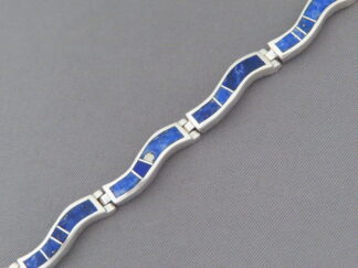 Lapis Inlay Link Bracelet ('Wavy' design)