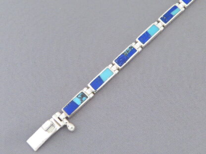 Turquoise and Lapis Inlay Link Bracelet (smaller)
