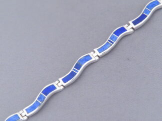 Lapis Inlay Link Bracelet (‘Wavy’ design)