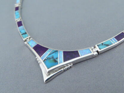 Inlaid Necklace with Turquoise & Opal & Sugilite