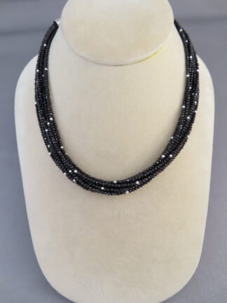 Black Spinel & Silver Bead Necklace by Artie Yellowhorse