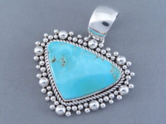 Candelaria Turquoise & Sterling Silver Pendant by Artie Yellowhorse