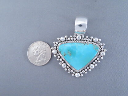 Candelaria Turquoise & Sterling Silver Pendant by Artie Yellowhorse