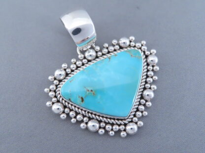 Candelaria Turquoise & Sterling Silver Pendant by Artie Yellowhorse