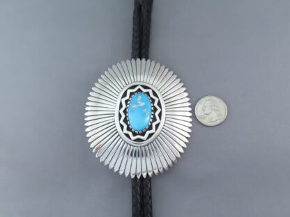 Blue Gem Turquoise Bolo Tie by Wyatt Lee-Anderson