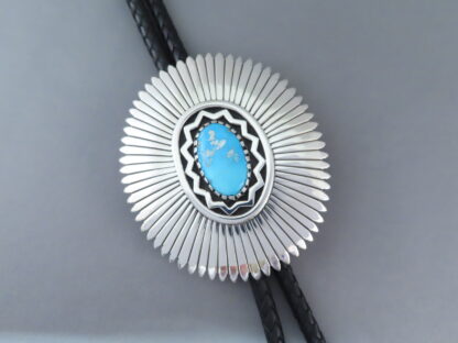 Blue Gem Turquoise Bolo Tie by Wyatt Lee-Anderson