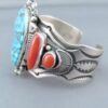 Kingman Turquoise and Coral Cuff Bracelet by Aaron Toadlena