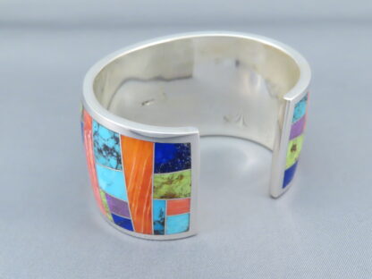 Inlaid Multi-Color Cuff Bracelet (Wide)