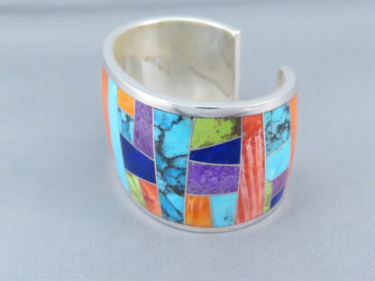 Inlaid Multi-Color Cuff Bracelet (Wide)