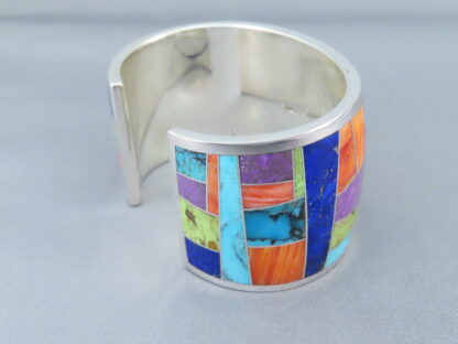 Inlaid Multi-Color Cuff Bracelet (Wide)