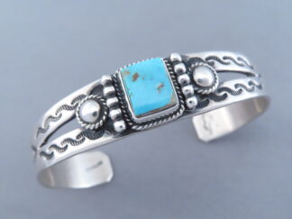 Cuff Bracelet with Blue Gem Turquoise