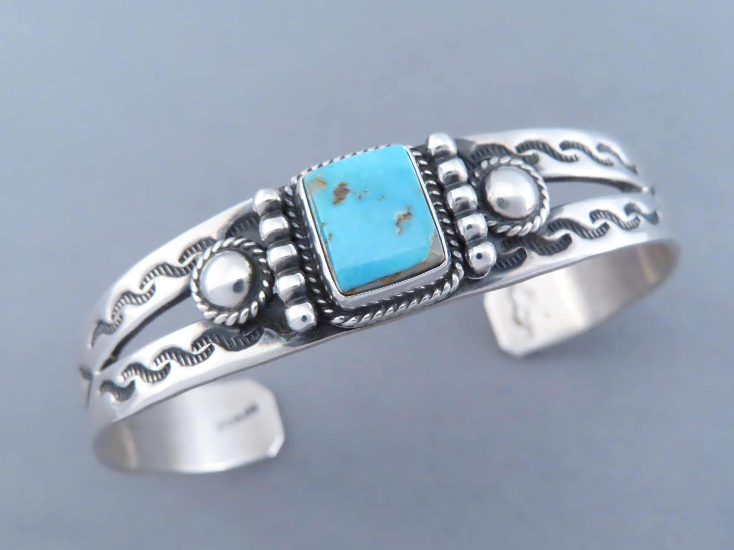 Cuff Bracelet with Blue Gem Turquoise