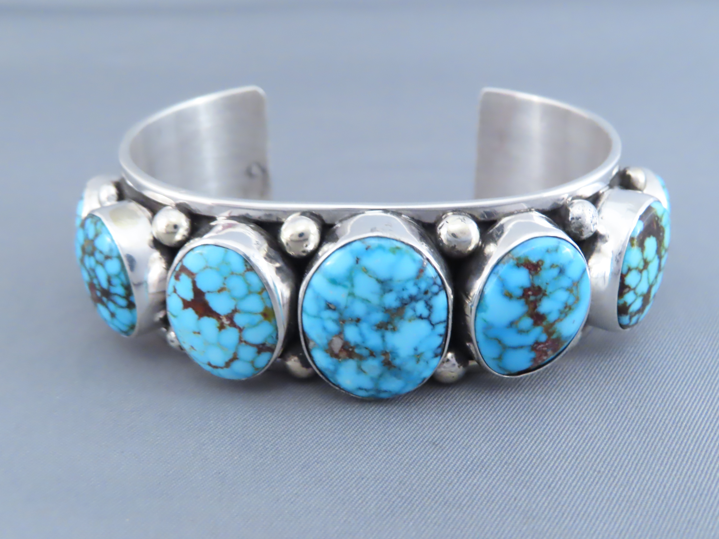Sterling Silver & Kingman Turquoise Bracelet by Albert Jake