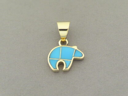 Gold & Turquoise Bear Pendant