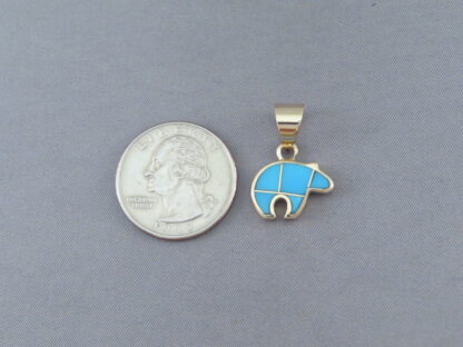 Gold & Turquoise Bear Pendant