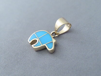 Gold & Turquoise Bear Pendant
