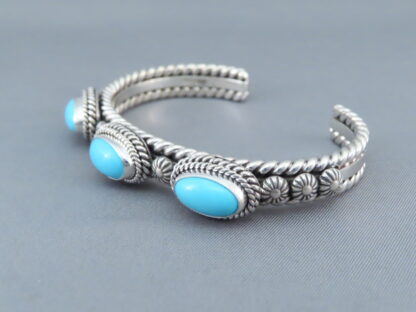 Artie Yellowhorse 3-Stone Sleeping Beauty Turquoise Bracelet