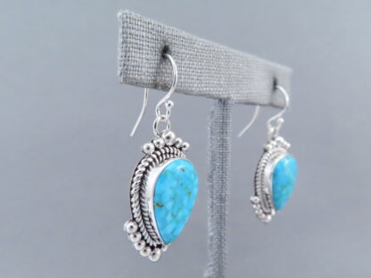 Kingman Turquoise & Sterling Silver Earrings by Artie Yellowhorse