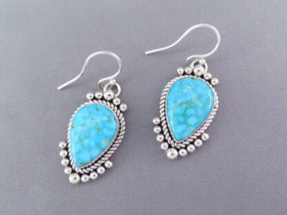 Kingman Turquoise & Sterling Silver Earrings by Artie Yellowhorse