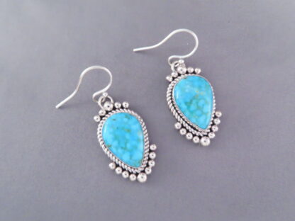Kingman Turquoise & Sterling Silver Earrings by Artie Yellowhorse