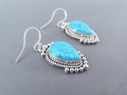Kingman Turquoise & Sterling Silver Earrings by Artie Yellowhorse