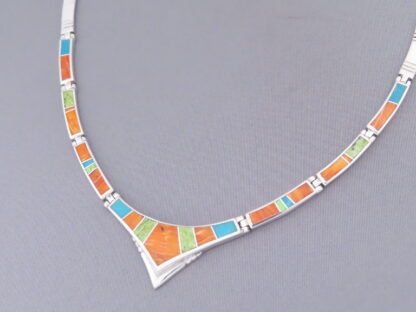 Colorful Multi-Stone Inlay Necklace