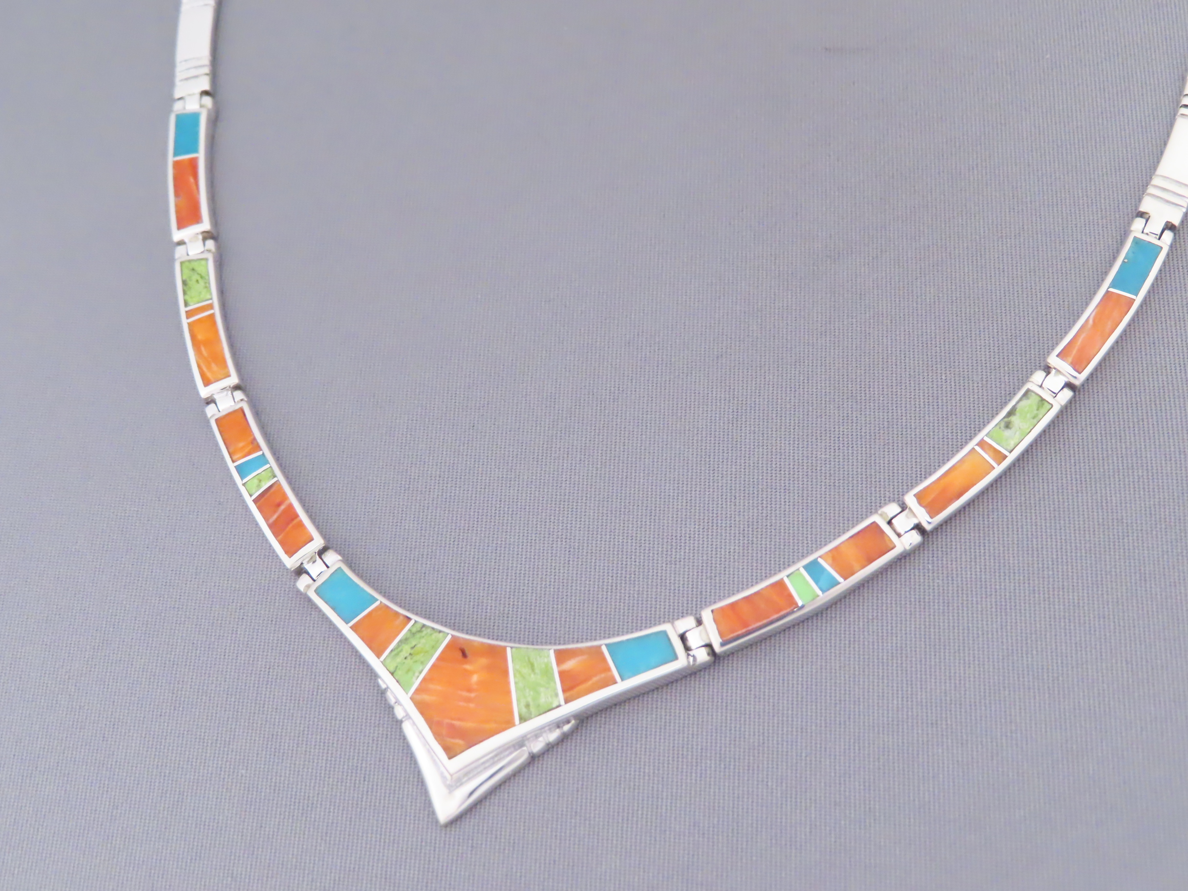 Colorful Multi-Stone Inlay Necklace