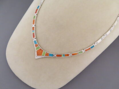 Colorful Multi-Stone Inlay Necklace