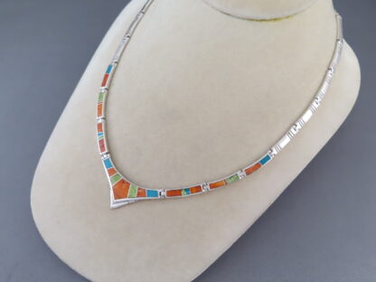 Colorful Multi-Stone Inlay Necklace
