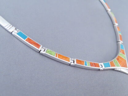 Colorful Multi-Stone Inlay Necklace