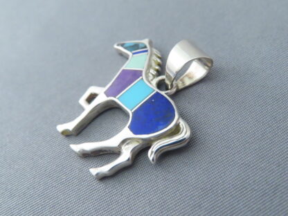 Inlaid Multi-Stone Horse Pendant (Medium Size)