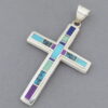 Inlaid Multi-Stone Cross Pendant (Large)