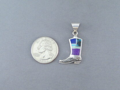 Inlaid Multi-Stone COWGIRL BOOT Pendant