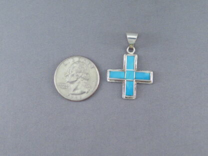 Cross Pendant with Turquoise Inlay